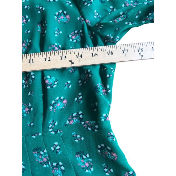Boden Ada Midi Dress Green Floral With Puff Sleeves keyhole Neckline UK 6P US 2P - Picture 13 of 15